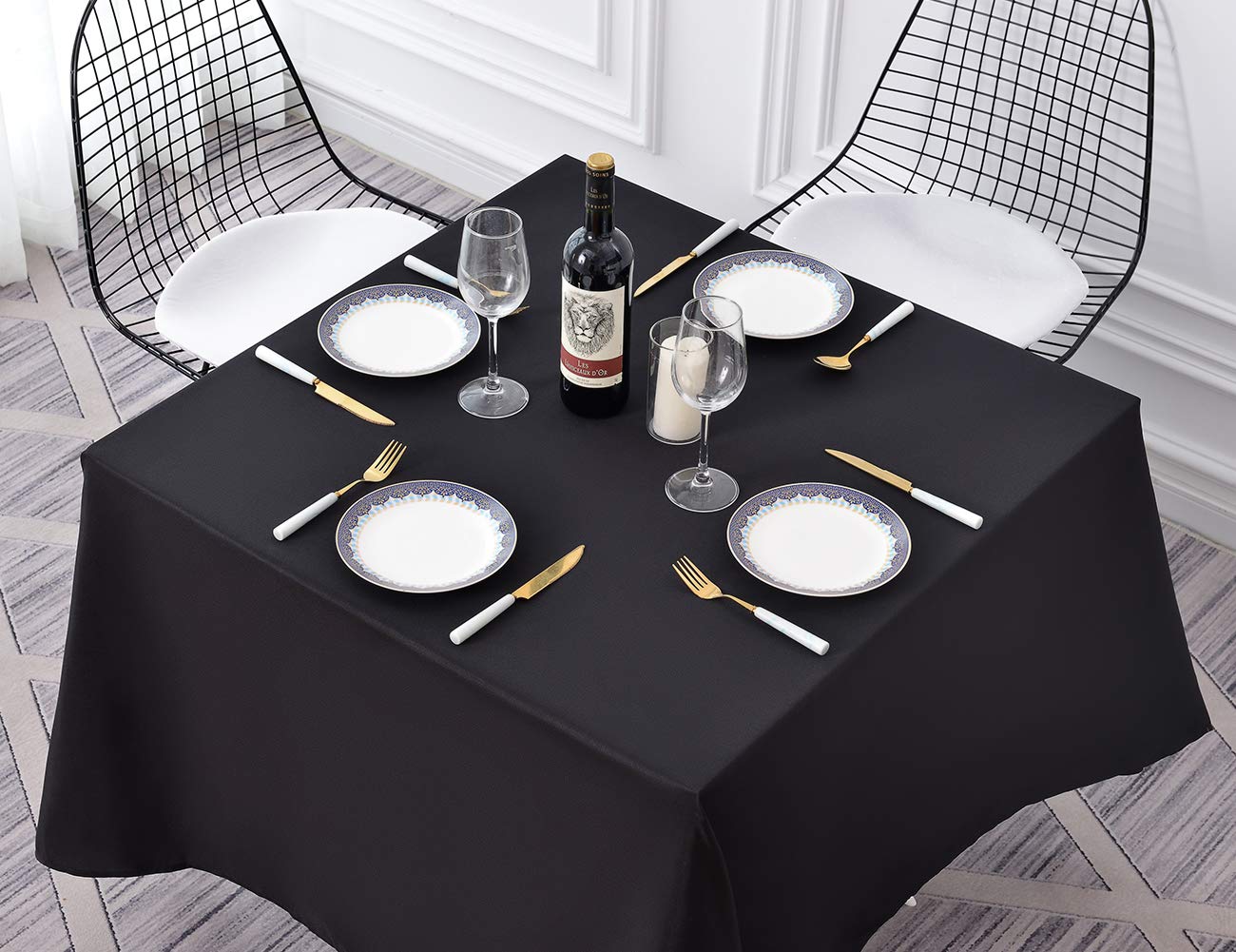 Surmente Square Tablecloth For Square Or Round Tables 100% Polyester 85X85 Table Cloth For Weddings, Banquets, Or Restaurants (B